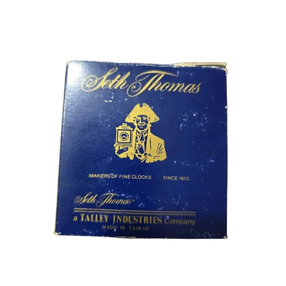 Vtg Seth‎ Thomas Travel Alarm Clock Gold Tone Black Leather Case Wind Up NIB